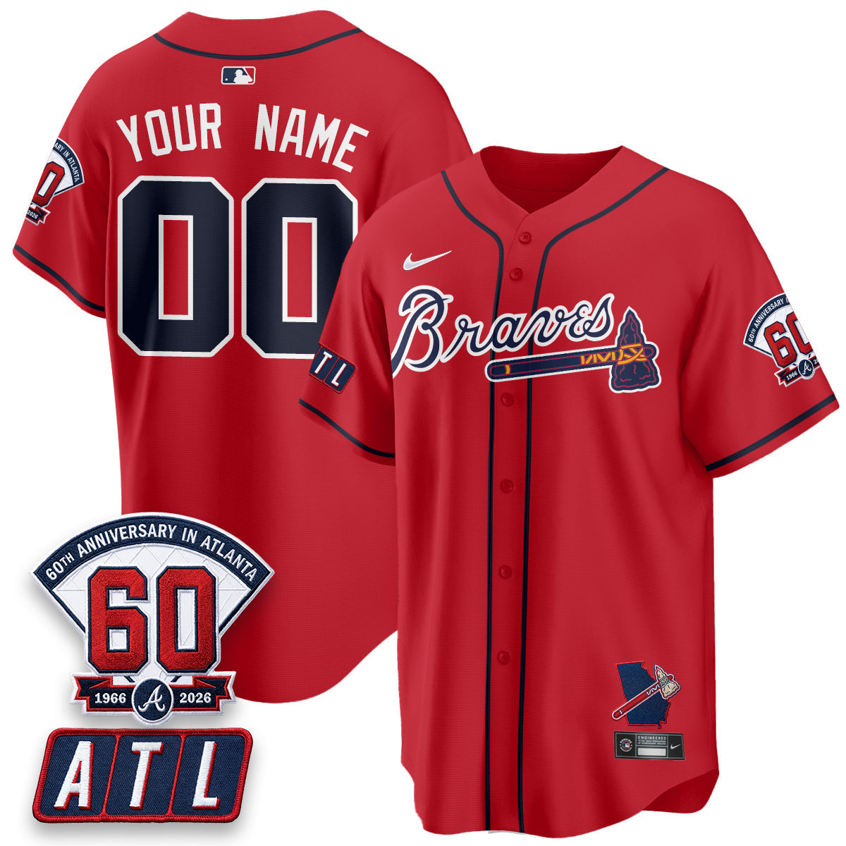 Atlanta Braves 2026 60th Anniversary Vapor Limited Custom Jersey - Stitched