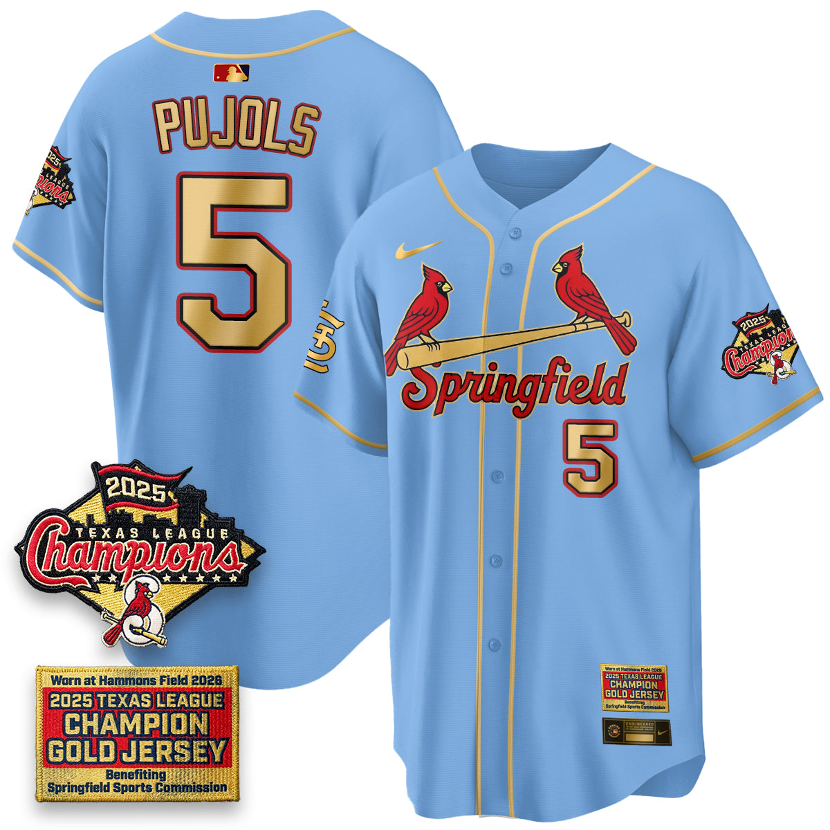 St. Louis Cardinals Springfield's Championship Gold Limited Jerseys - Stitched