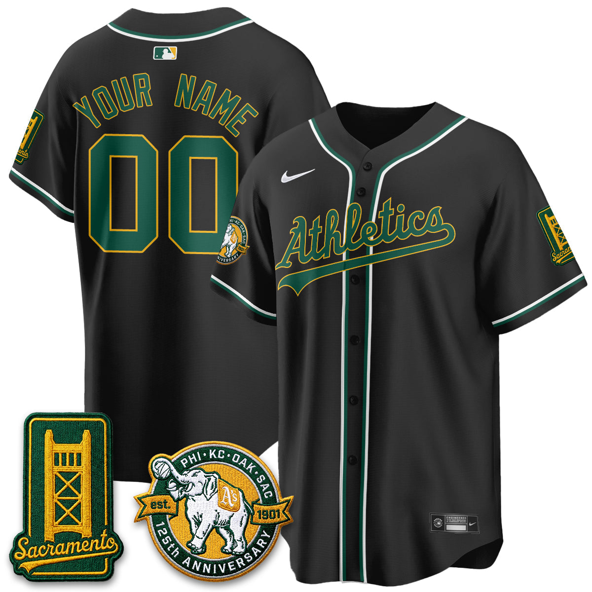 Athletics 2026 Black Out Style - Celebrating 125 Years - Limited Vapor Custom Jersey - Stitched-Cuztomshoes