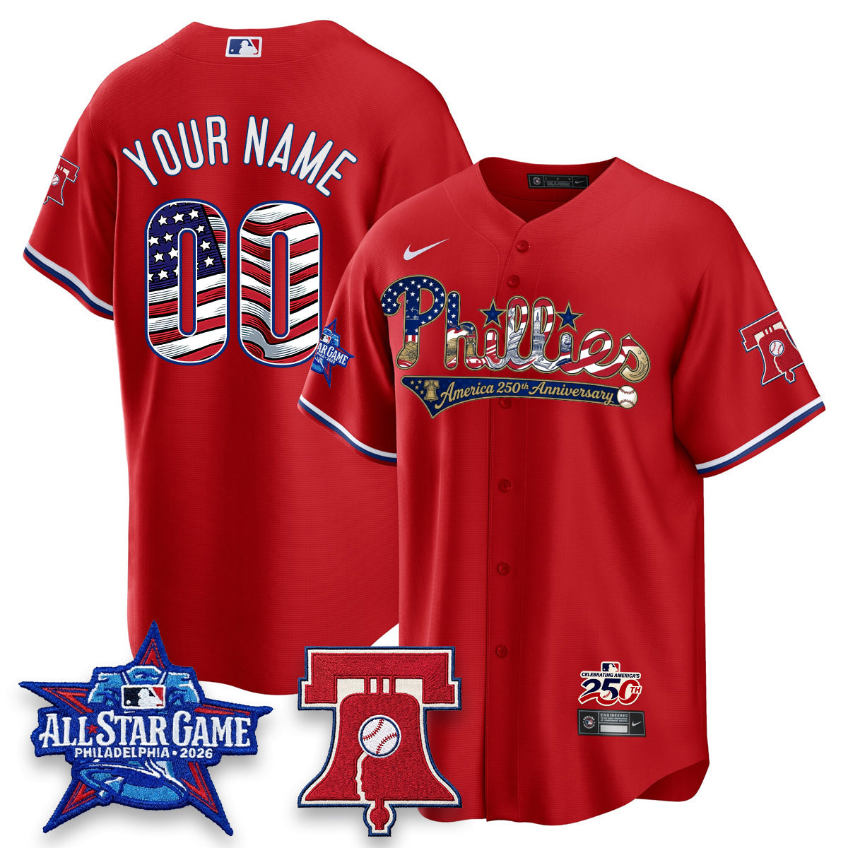 Philadelphia Phillies 2026 Independence Day USA Vapor Limited Custom Jersey - Stitched-Cuztomshoes