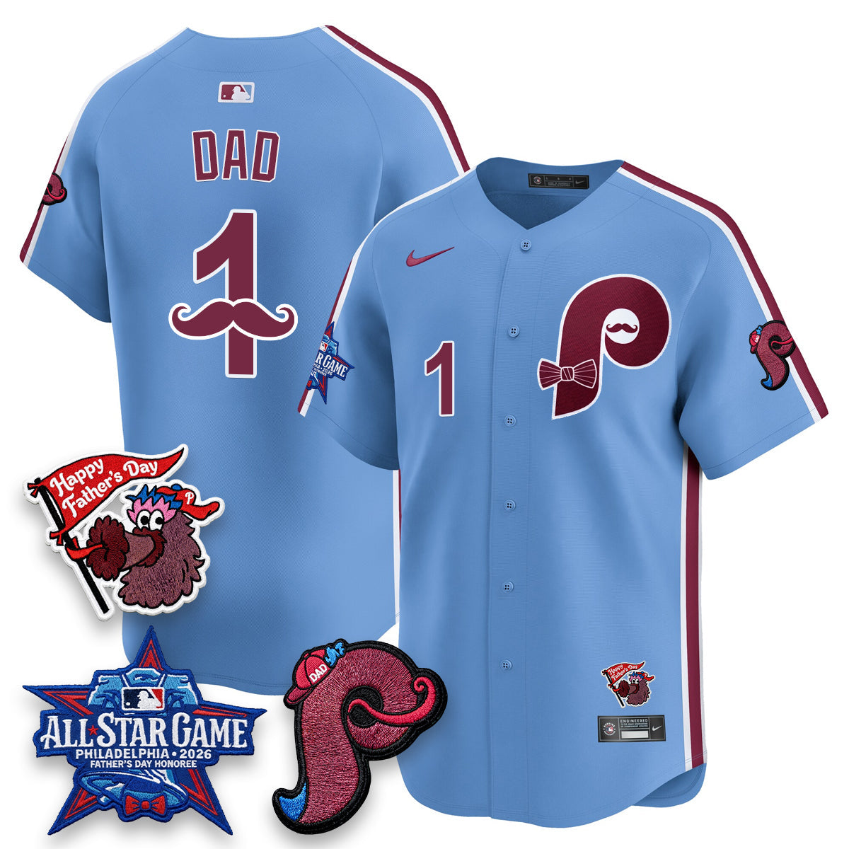 Philadelphia Phillies Happy Father's Day Vapor Jersey - Stitched