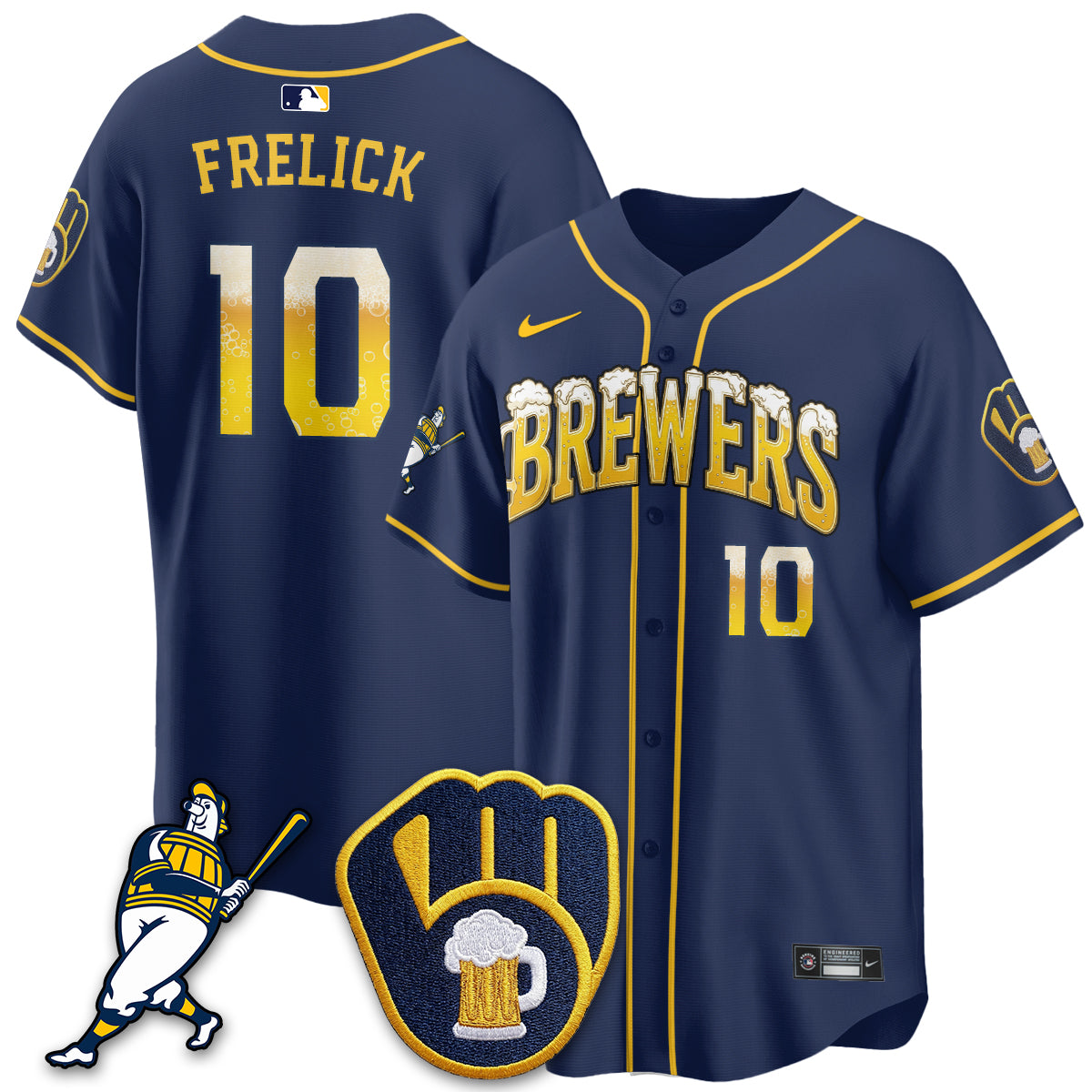 Milwaukee Brewers "Pitcher & Pint" Edition Vapor Limited Jersey - Stitched-Cuztomshoes