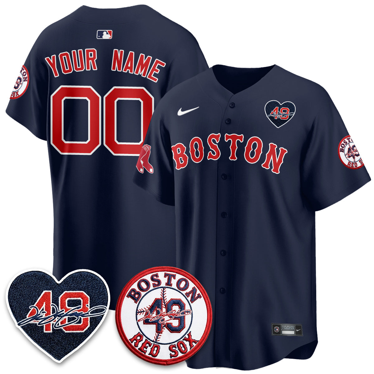 Boston Red Sox Tim Wakefield Memorial Patch Vaper Premier Limited Custom Jersey - Stitched