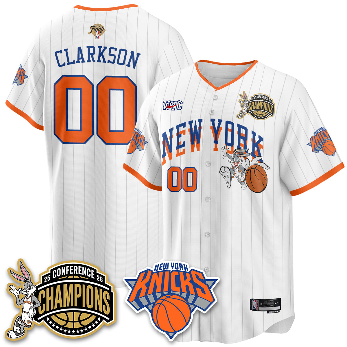 New York Knicks 2026 Basketball Finals x Bunny Vapor Jersey V2- Stitched-Cuztomshoes