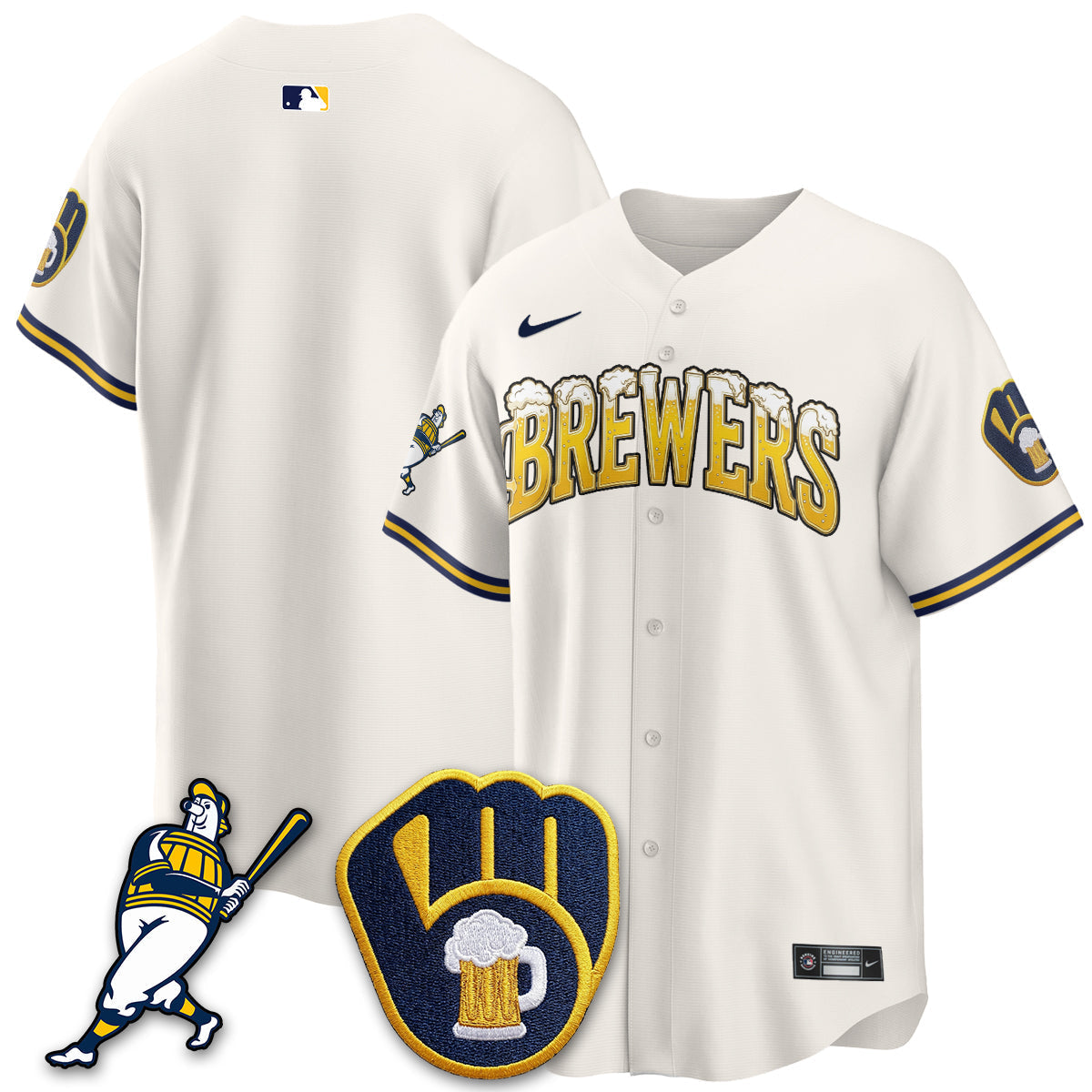 Milwaukee Brewers "Pitcher & Pint" Edition Vapor Limited Jersey - Stitched-Cuztomshoes