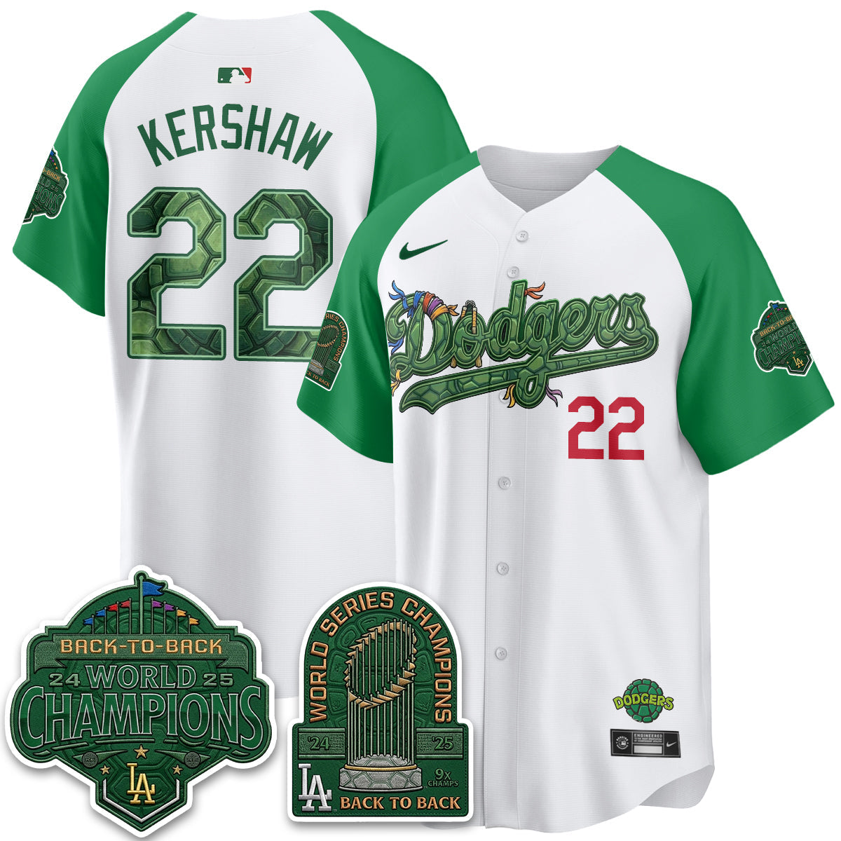 Los Angeles Dodgers x TMNT 2026 Vapor Jersey - Stitched-Cuztomshoes