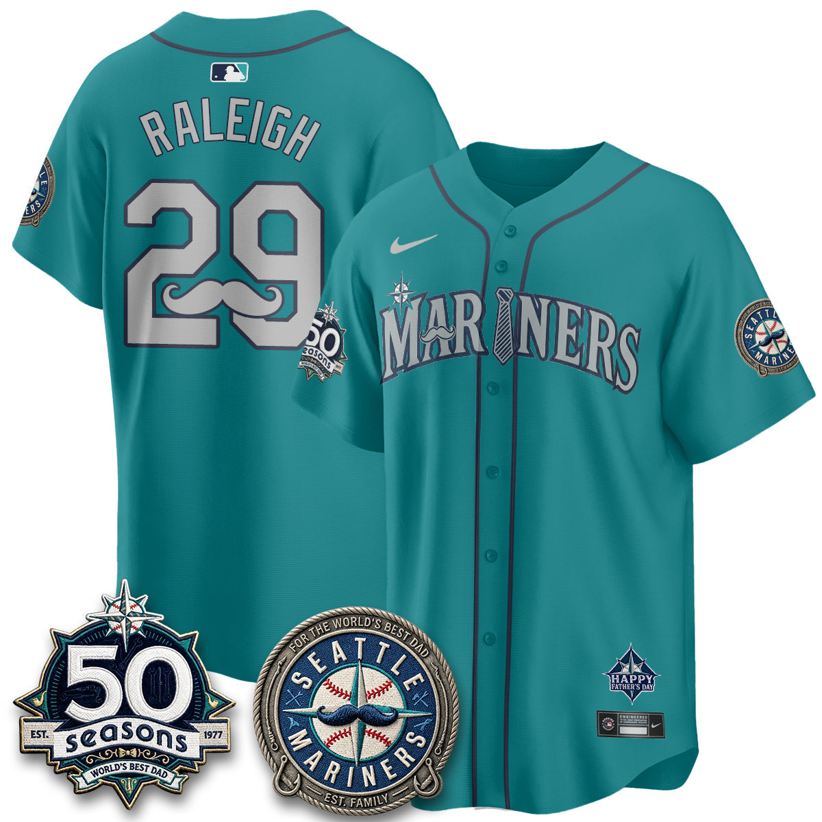 Seattle Mariners Happy Father's Day Vapor Jersey - Stitched
