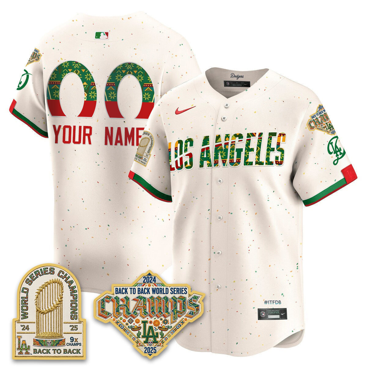 Los Angeles Dodgers x Mexican Heritage 2026 Limited Vapor Custom Jersey - Stitched-Cuztomshoes