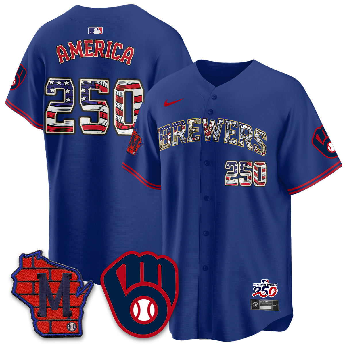 Milwaukee Brewers 2026 Independence Day USA Vapor Limited Jersey - Stitched-Cuztomshoes