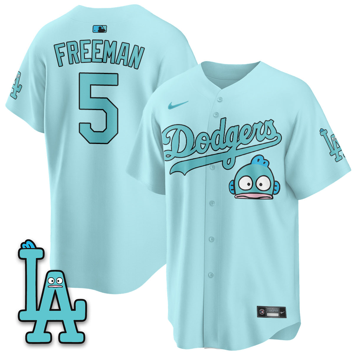 Los Angeles Dodgers x Hangyodon Edition Vapor Jersey- Stitched-Cuztomshoes
