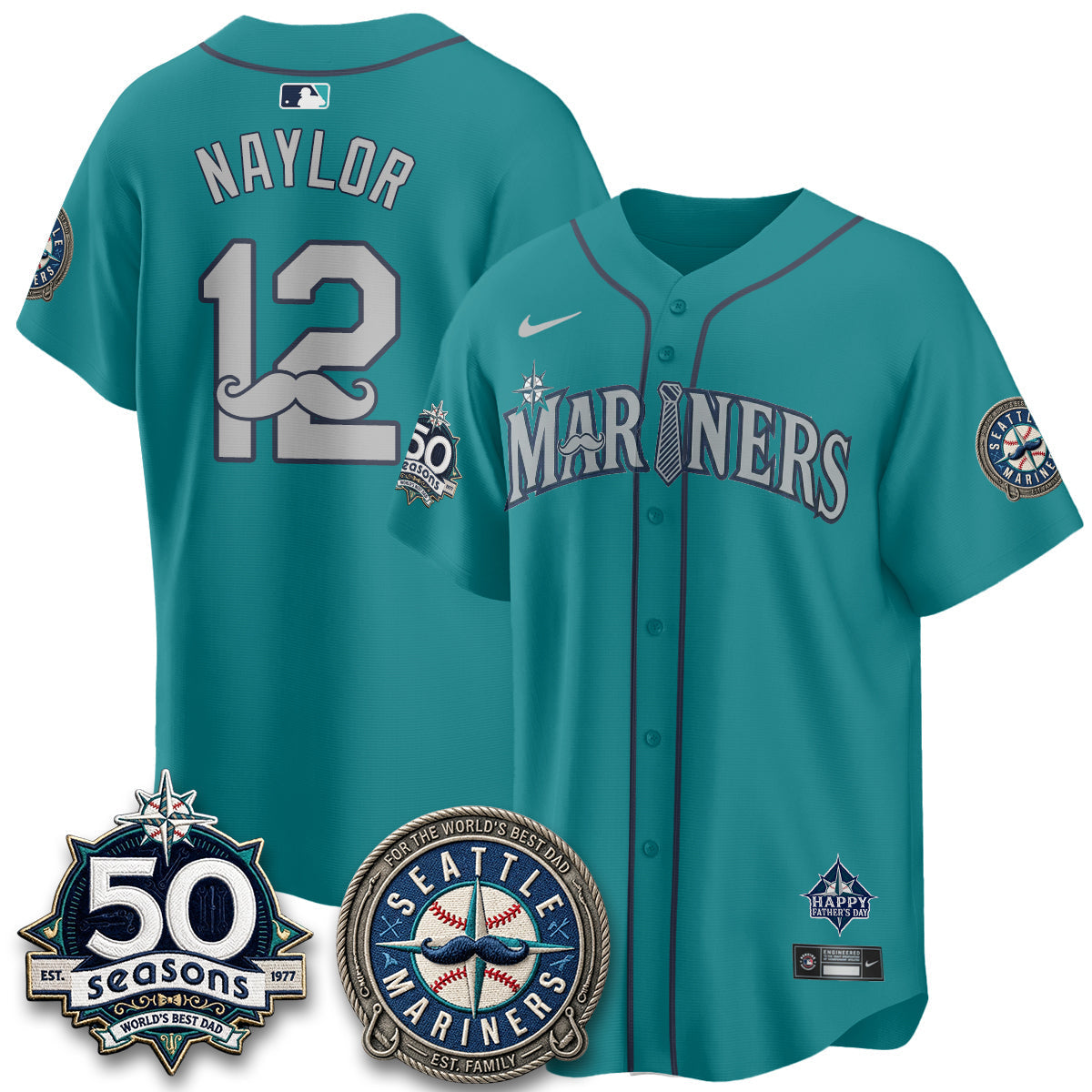 Seattle Mariners Happy Father's Day Vapor Jersey - Stitched