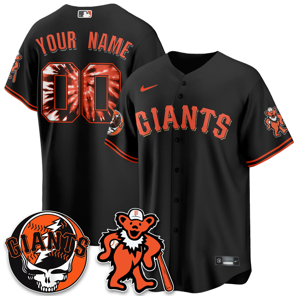 San Francisco Giants x Grateful Dead Vapor Custom Jersey - Stitched