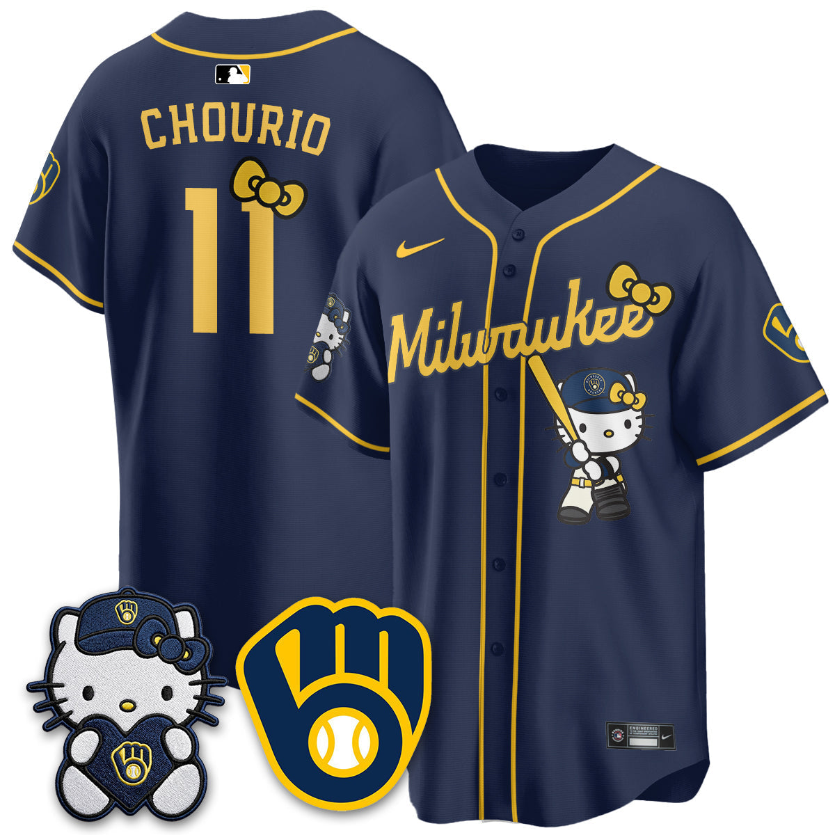 Milwaukee Brewers Meow KT Night Vapor Limited Jersey - Stitched-Cuztomshoes