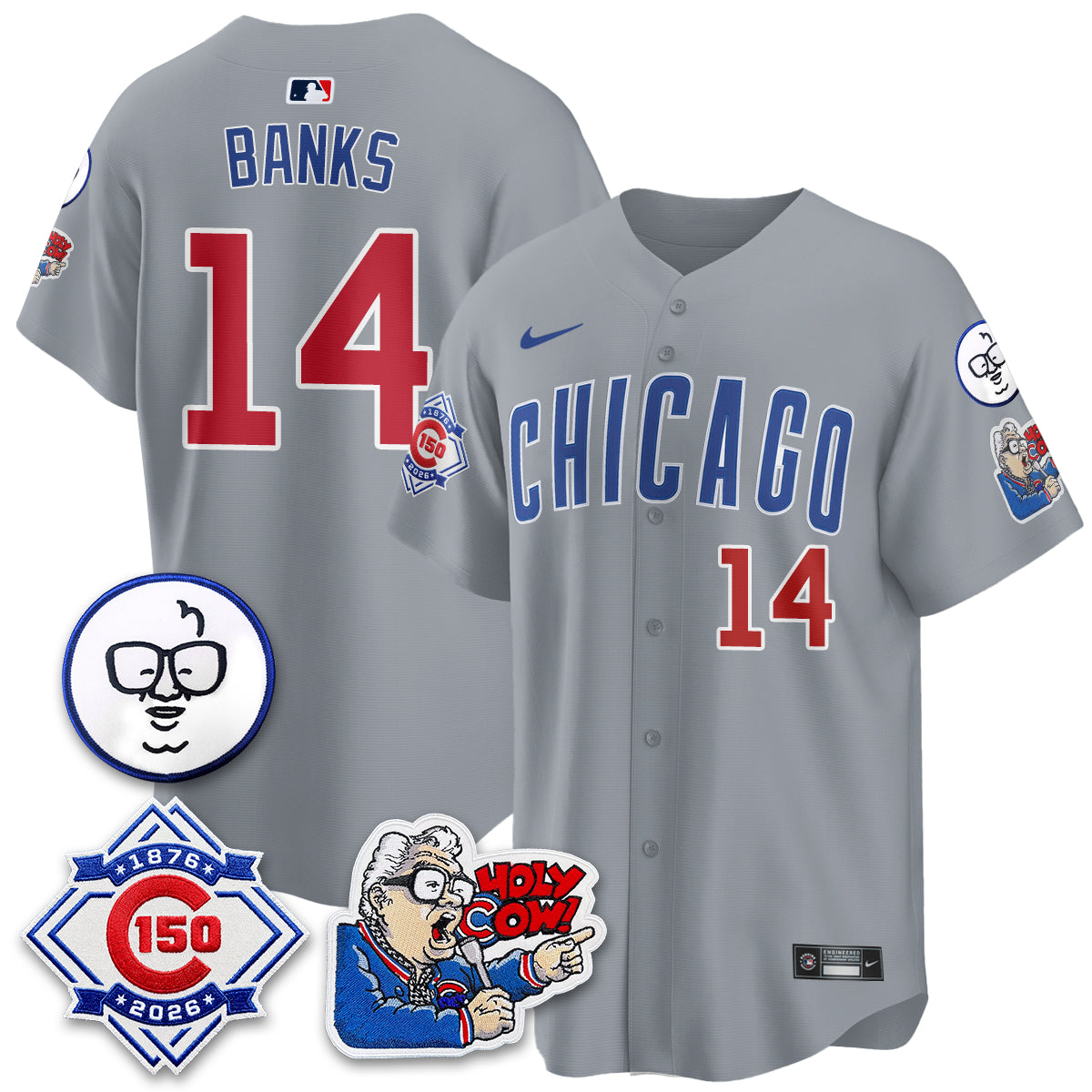 Chicago Cubs 150th Anniversary Harry Caray Holy Cow Vapor Premier Limited Jersey - Stitched V2-Cuztomshoes