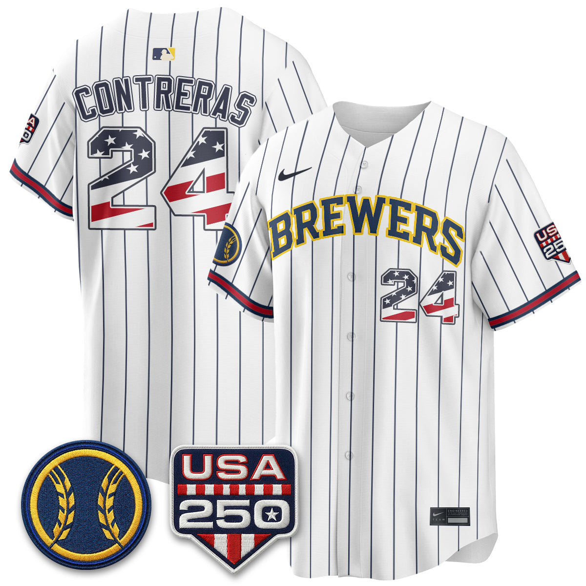 Milwaukee Brewers Fourth of July Vapor Limited Jersey - Stitched-Cuztomshoes