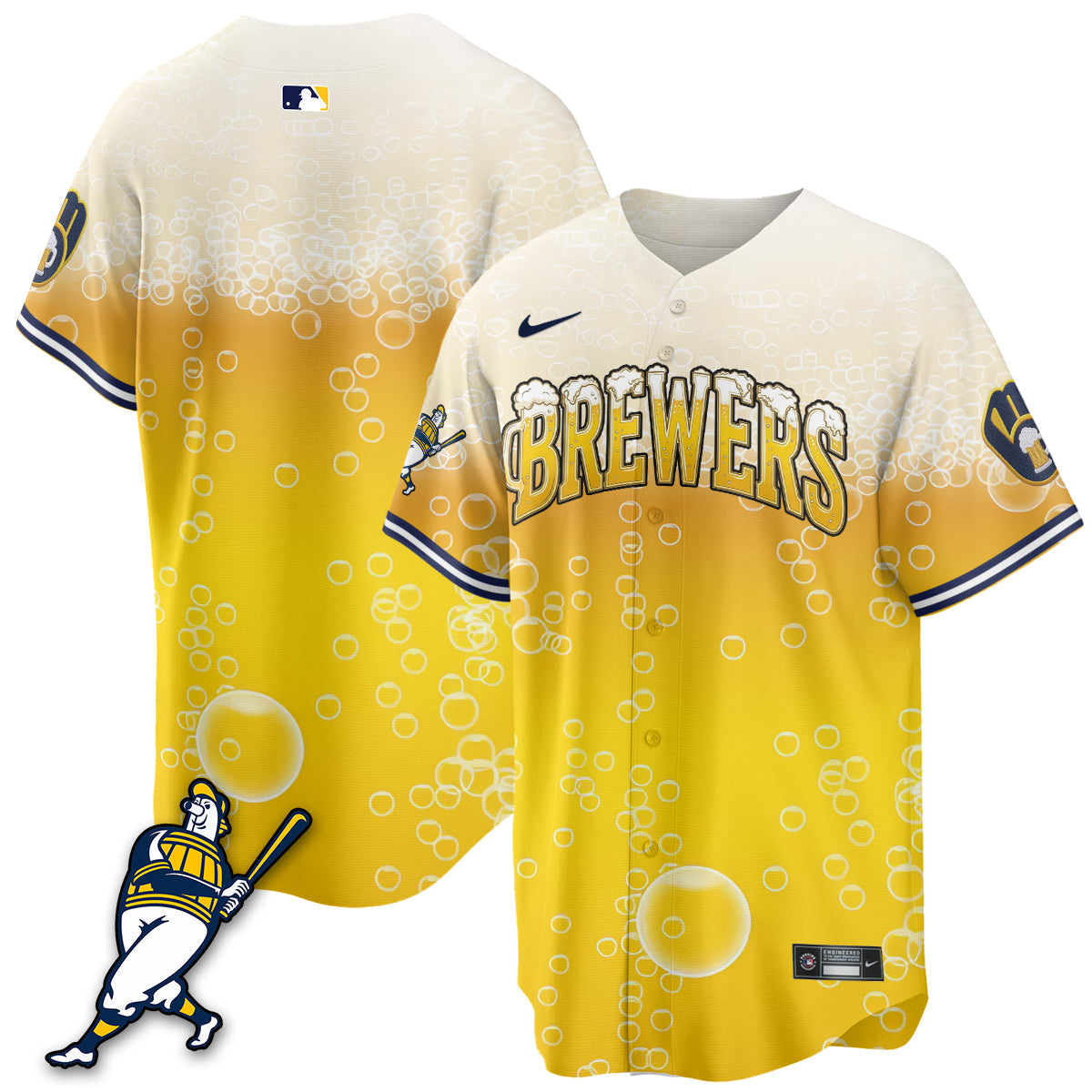 Milwaukee Brewers "Pitcher & Pint" Edition Vapor Limited Jersey - Stitched-Cuztomshoes