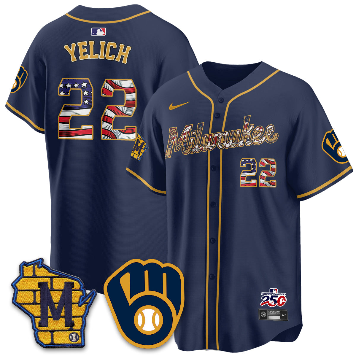 Milwaukee Brewers 2026 Independence Day USA Vapor Limited Jersey - Stitched-Cuztomshoes