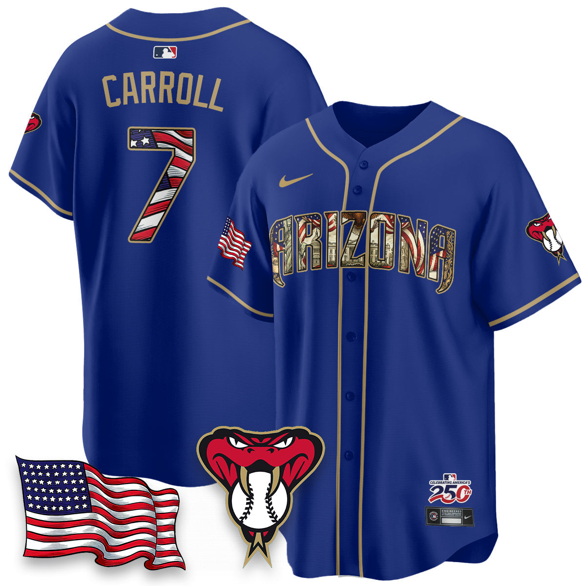Arizona Diamonbacks 2026 Independence Day USA Vapor Limited Jersey - Stitched-Cuztomshoes