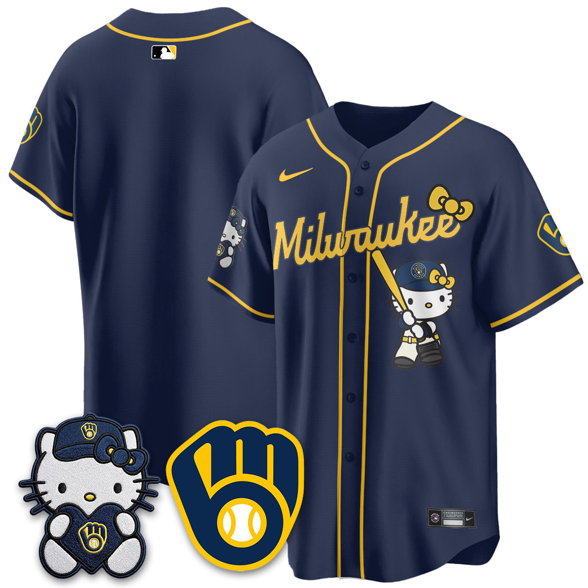 Milwaukee Brewers Meow KT Night Vapor Limited Jersey - Stitched-Cuztomshoes