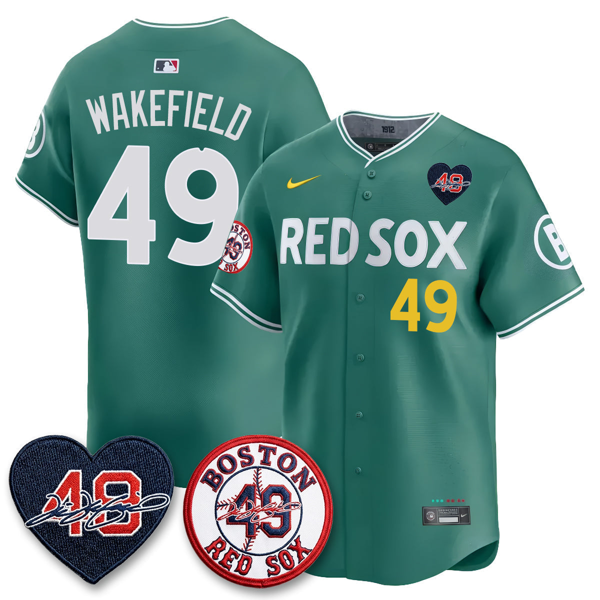 Boston Red Sox Tim Wakefield Memorial Patch Vaper Premier Limited Jersey - Stitched