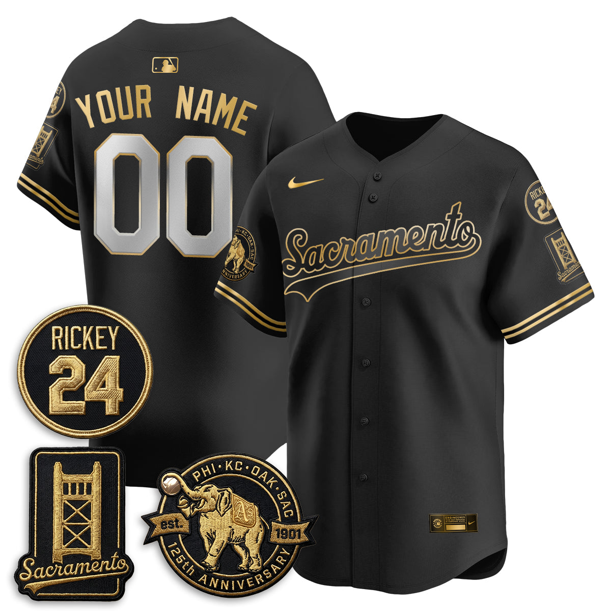 Athletics 2026 Alternate Sacramento 125 Years Limited Vapor Gold Edition Custom Jersey - Stitched-Cuztomshoes