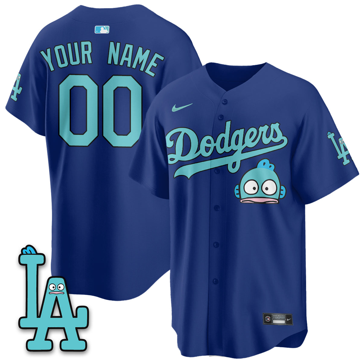 Los Angeles Dodgers x Hangyodon Edition Vapor Custom Jersey- Stitched-Cuztomshoes