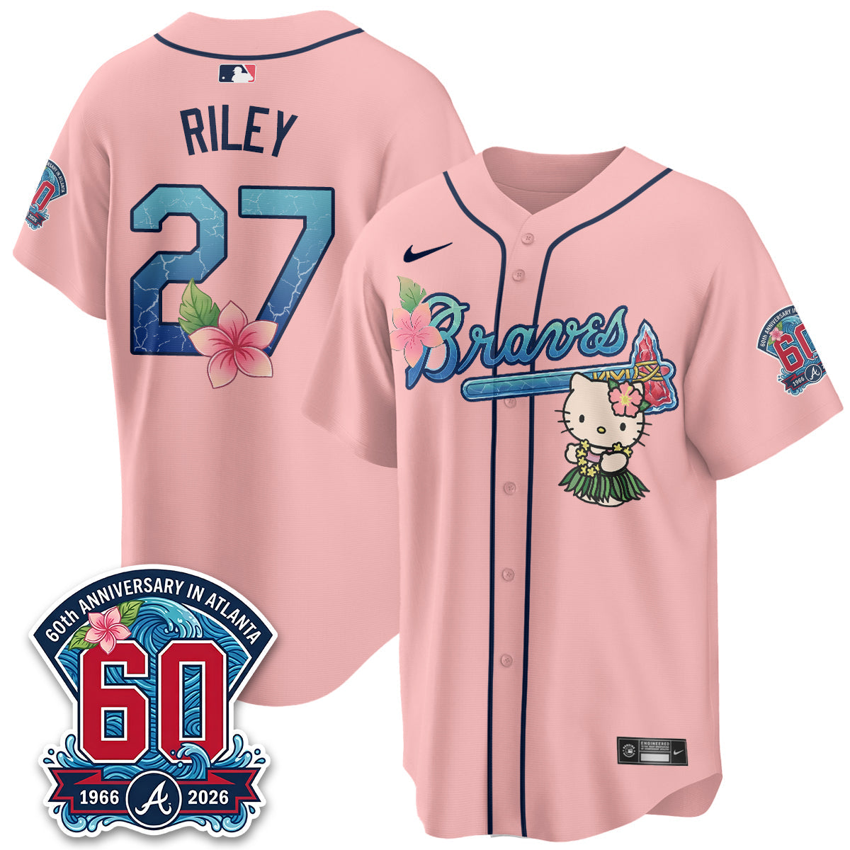 Atlanta Braves x Meow Aloha Spirit Vapor Jersey - Stitched-Cuztomshoes