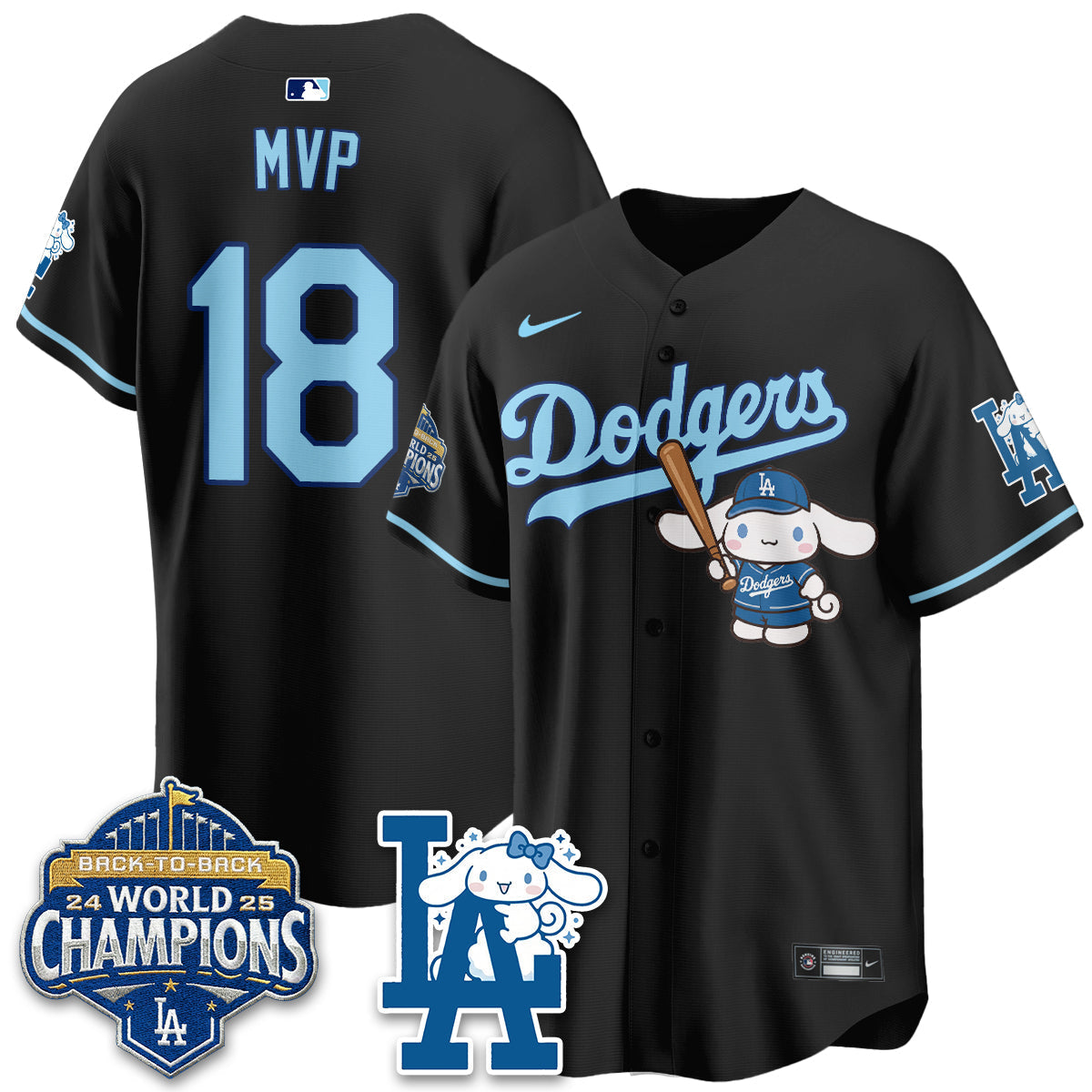 Los Angeles Dodgers Cinnamoroll Edition Vapor Jersey - Stitched-Cuztomshoes