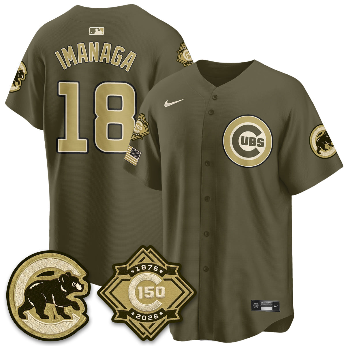 Chicago Cubs New Era Olive 2026 Armed Forces Day Jersey -Stitched