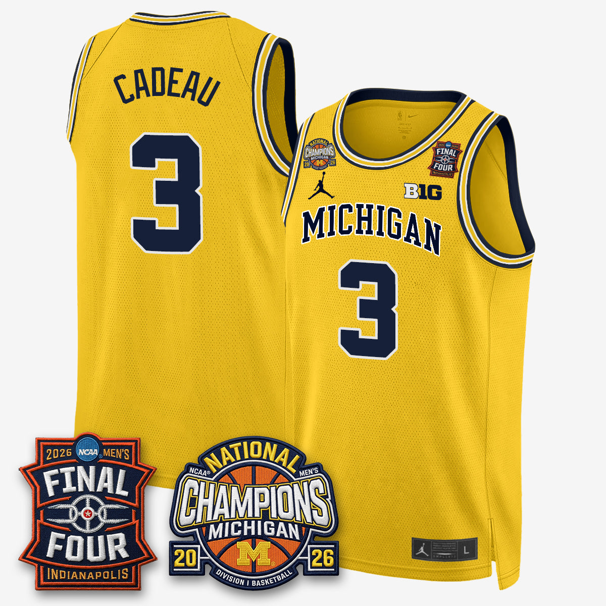 Michigan Wolverines Men's Basketball National Champions Big Text Limited Vapor Jersey - Stitched-Cuztomshoes