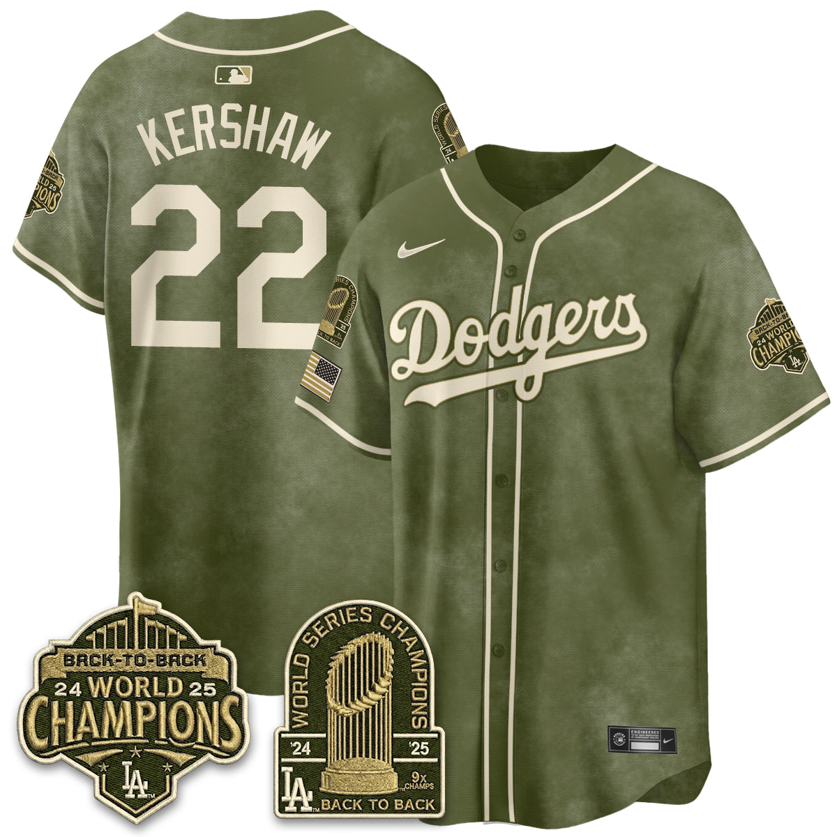 Los Angeles Dodgers New Era Olive 2026 Armed Forces Day Jersey -Stitched