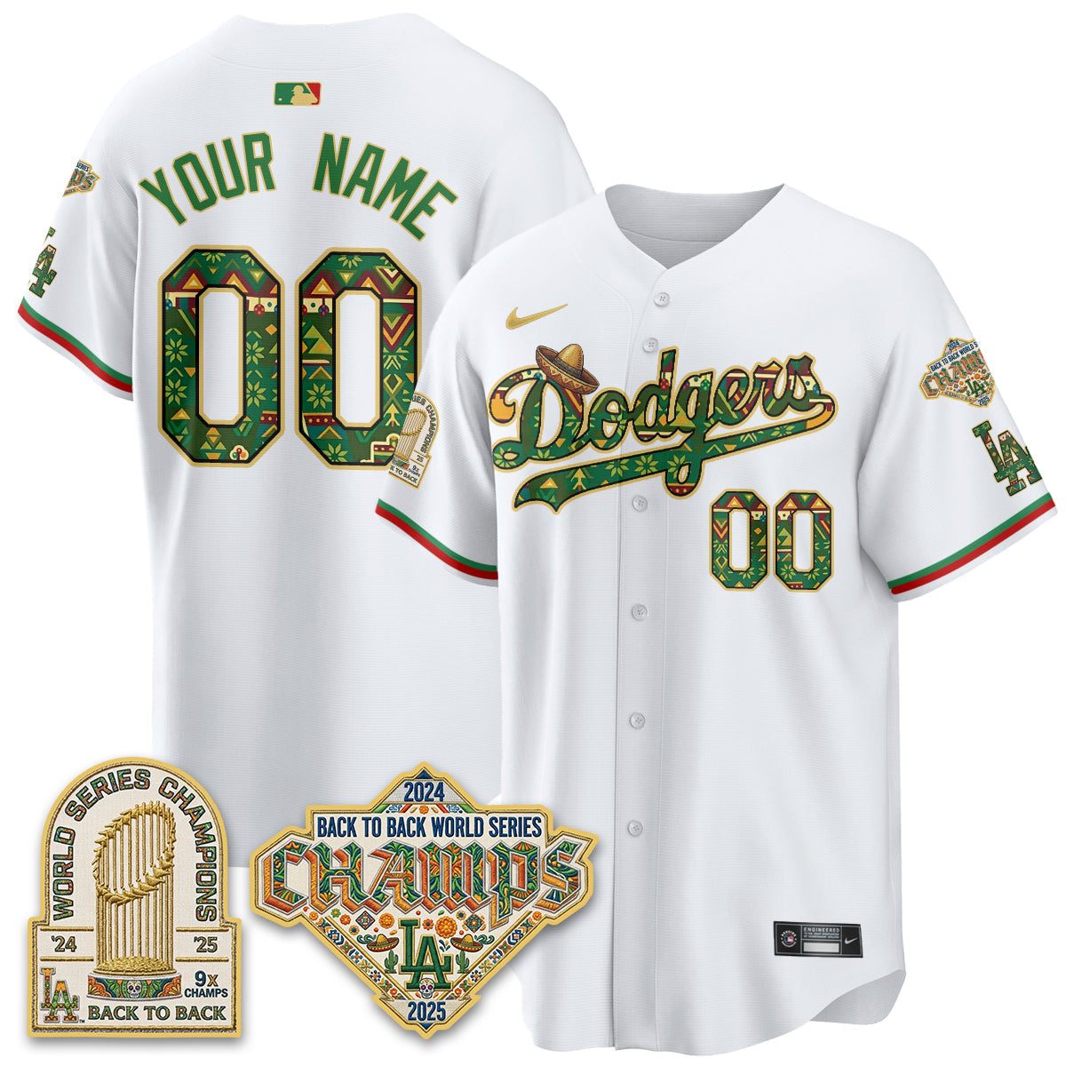 Los Angeles Dodgers x Mexican Heritage 2026 Limited Vapor Custom Jersey - Stitched-Cuztomshoes