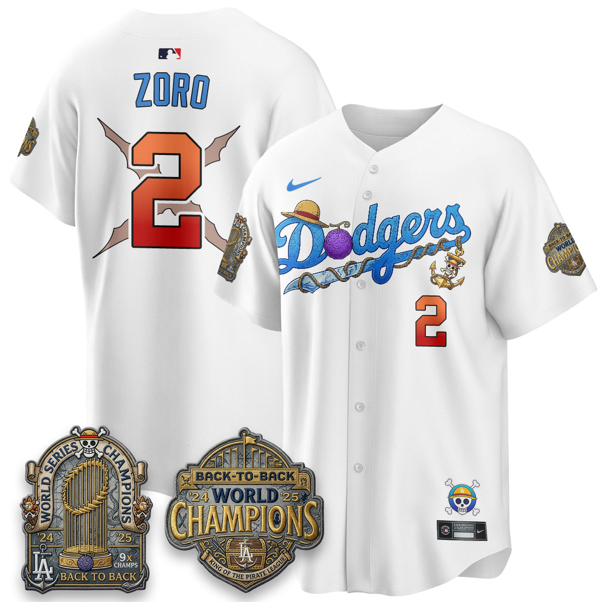 Los Angeles Dodgers x OP Japanese Cartoon Vapor Limited Jersey V2- Stitched-Cuztomshoes