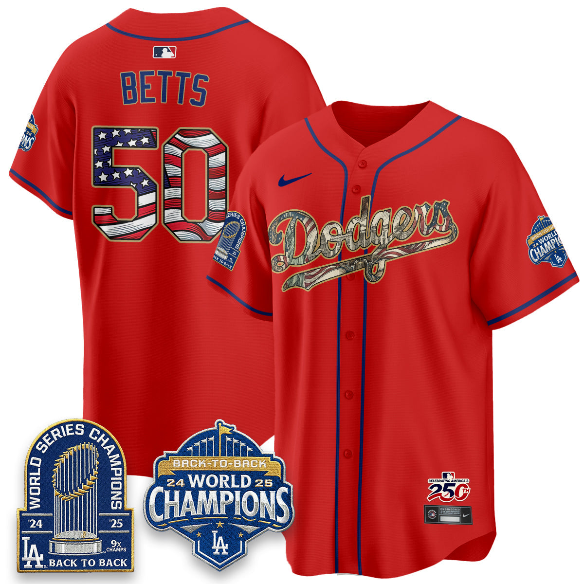 Los Angeles Dodgers 2026 Independence Day USA Vapor Limited Jersey - Stitched-Cuztomshoes