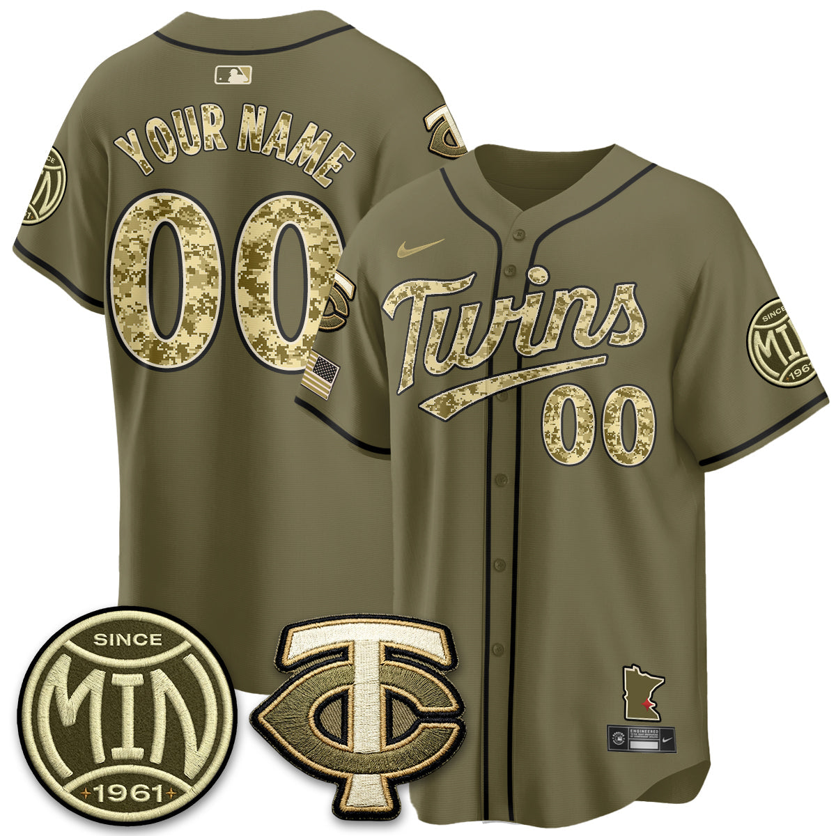 Minnesota Twins 2026 Armed Forces Day Custom Jersey  - Stitched
