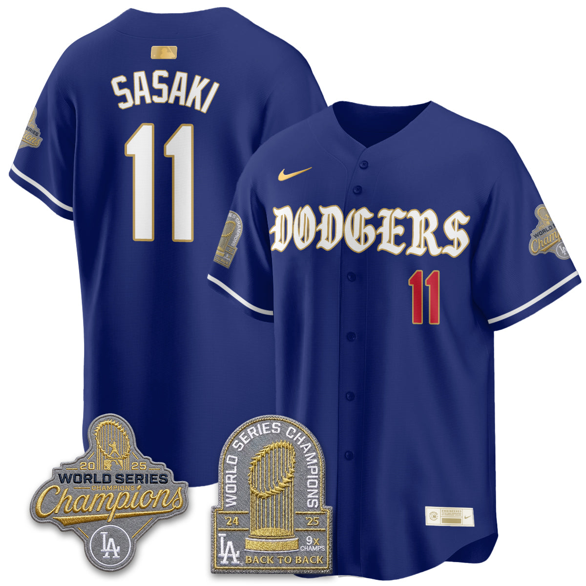 Los Angeles Dodgers Vapor Limited Jersey - Back to Back 9x Champs - Stitched-Cuztomshoes