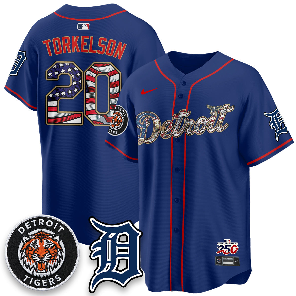 Detroit Tigers 2026 Independence Day USA Vapor Limited Jersey - Stitched