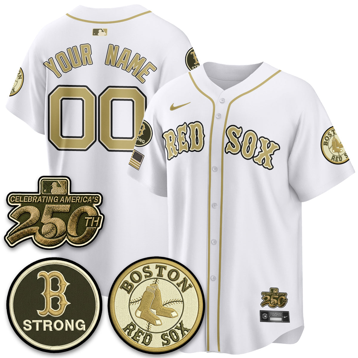 Boston Red Sox 2026 Armed Forces Day Custom Jersey V2 - Stitched
