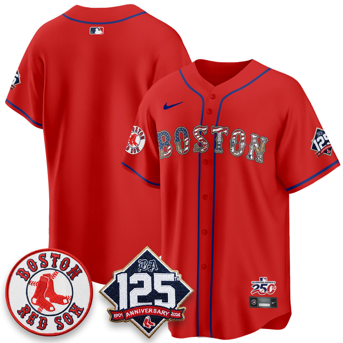 Boston Red Sox 2026 Independence Day USA Vapor Limited Jersey - Stitched-Cuztomshoes