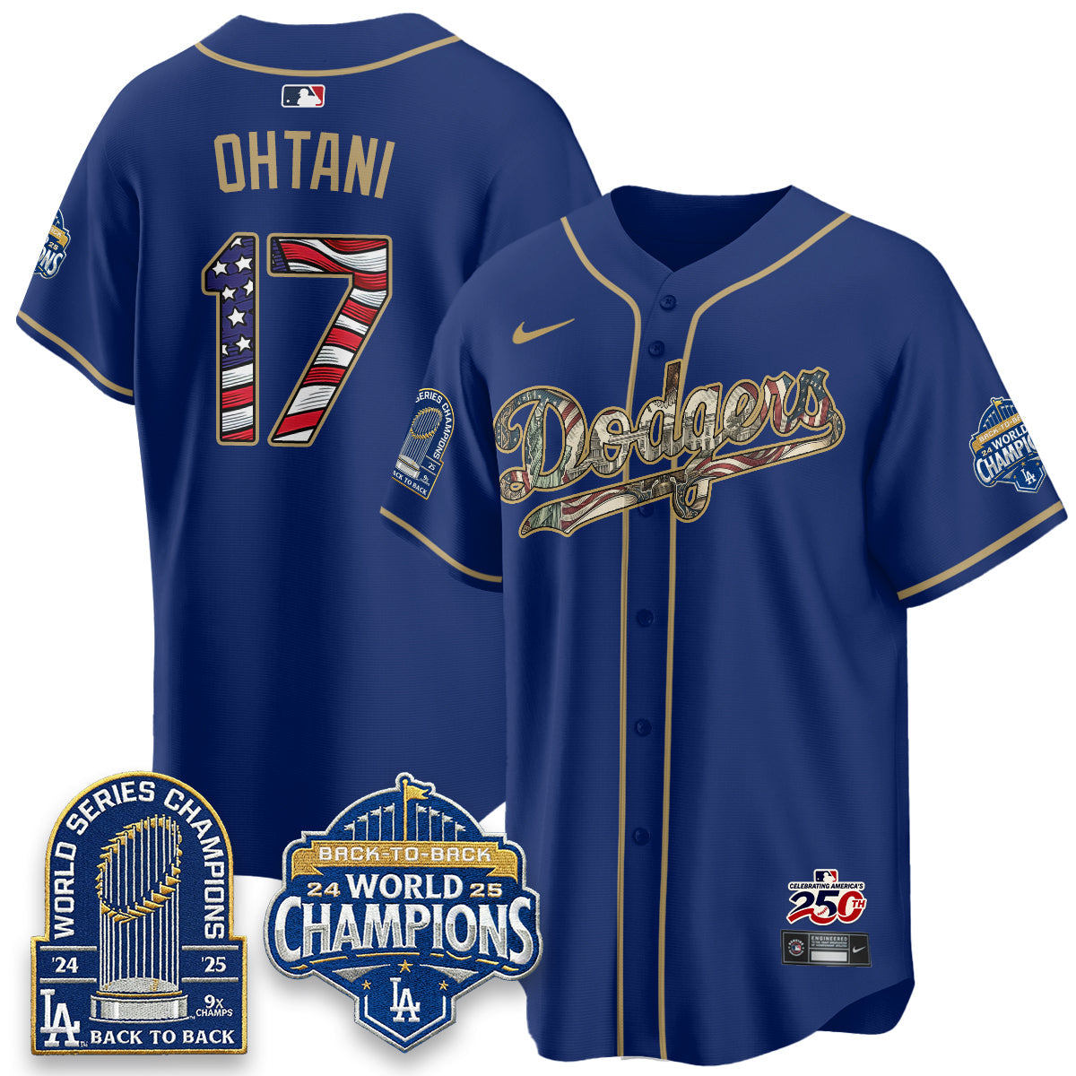 Los Angeles Dodgers 2026 Independence Day USA Vapor Limited Jersey - Stitched-Cuztomshoes