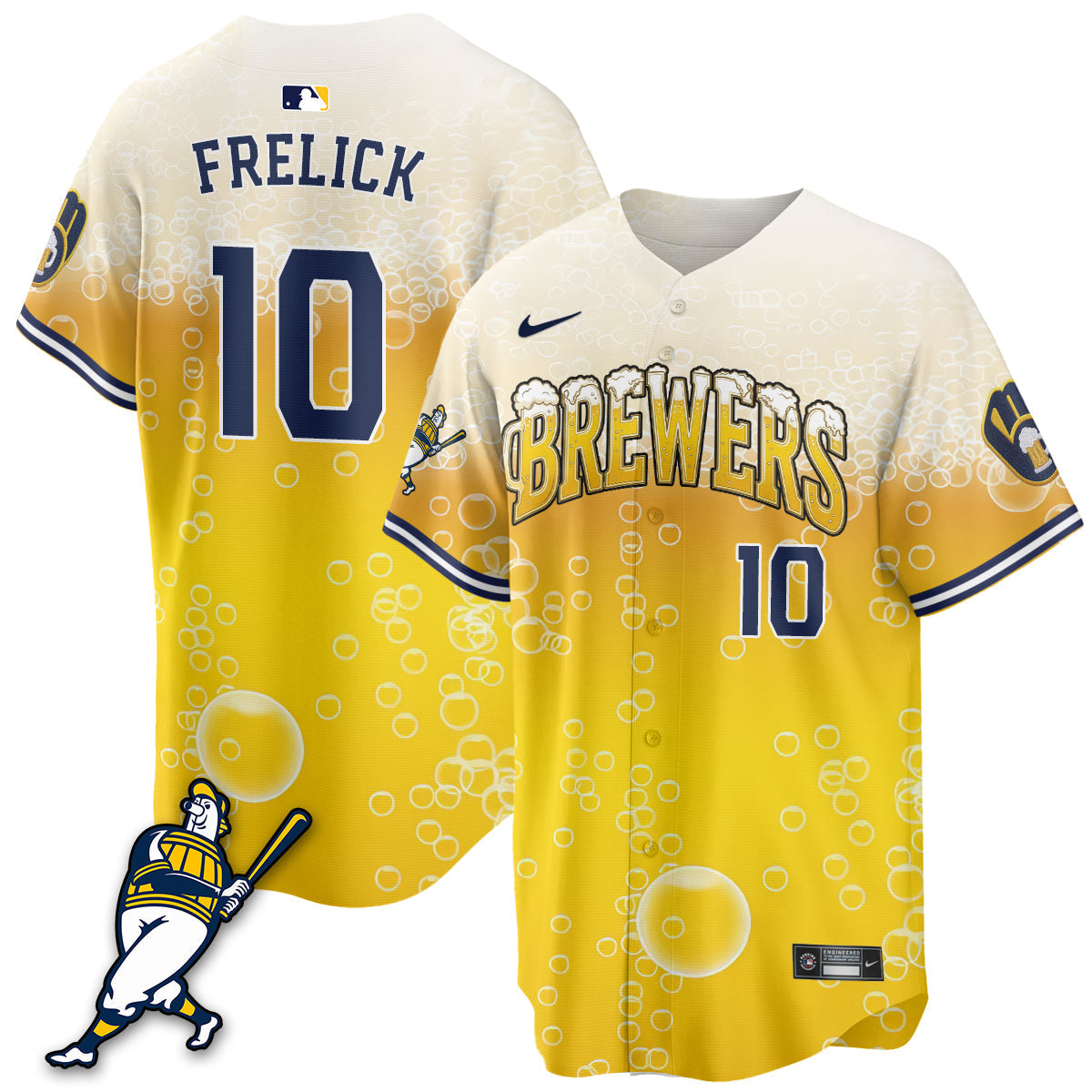 Milwaukee Brewers "Pitcher & Pint" Edition Vapor Limited Jersey - Stitched-Cuztomshoes