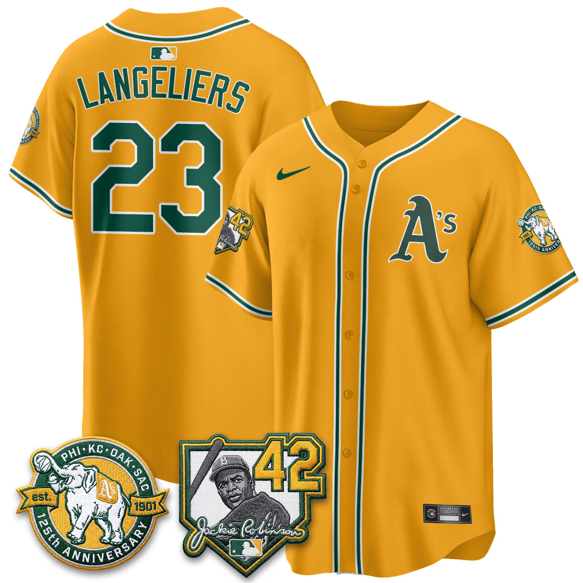 Athletics 2026 Jackie Robinson Day - Celebrating 125 Years Limited Vapor Jersey - Stitched-Cuztomshoes