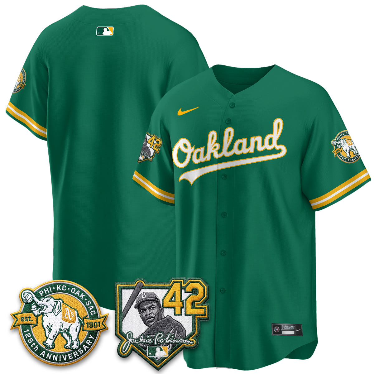 Athletics 2026 Jackie Robinson Day - Celebrating 125 Years Limited Vapor Jersey - Stitched-Cuztomshoes