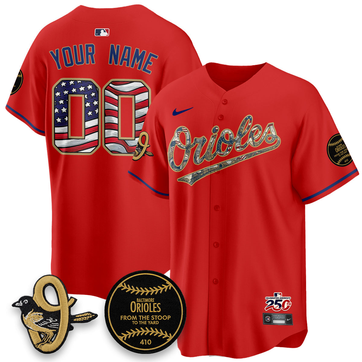 Baltimore Orioles 2026 Independence Day USA Vapor Limited Custom Jersey - Stitched-Cuztomshoes