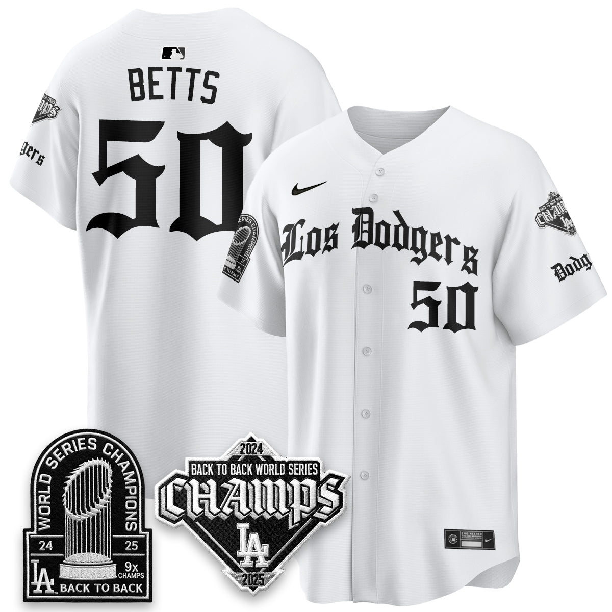 Los Angeles Dodgers World Series Champions B2B Patch Vapor Premier Limited Gothic Edition Jersey - Stitched-Cuztomshoes