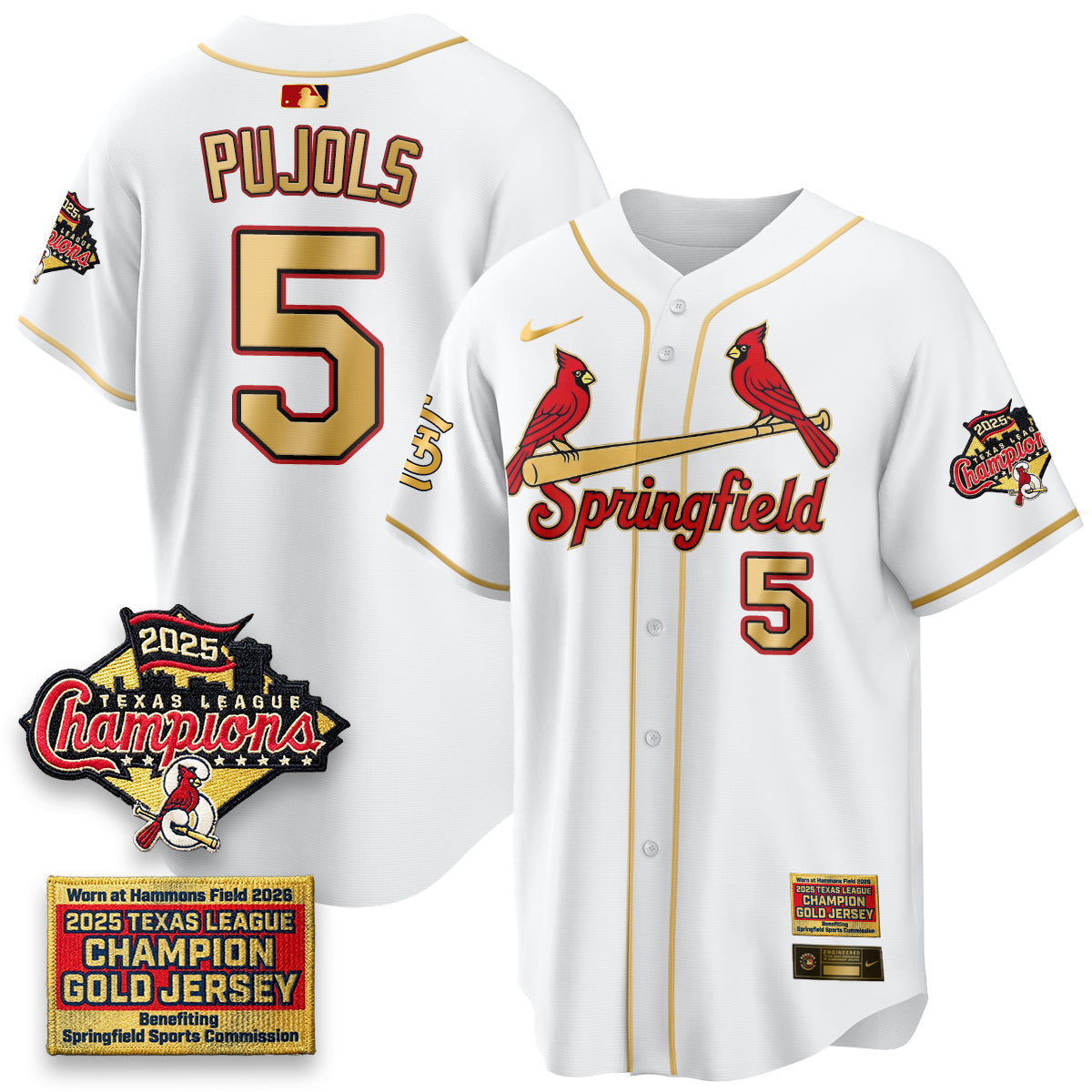 St. Louis Cardinals Springfield's Championship Gold Limited Jerseys - Stitched