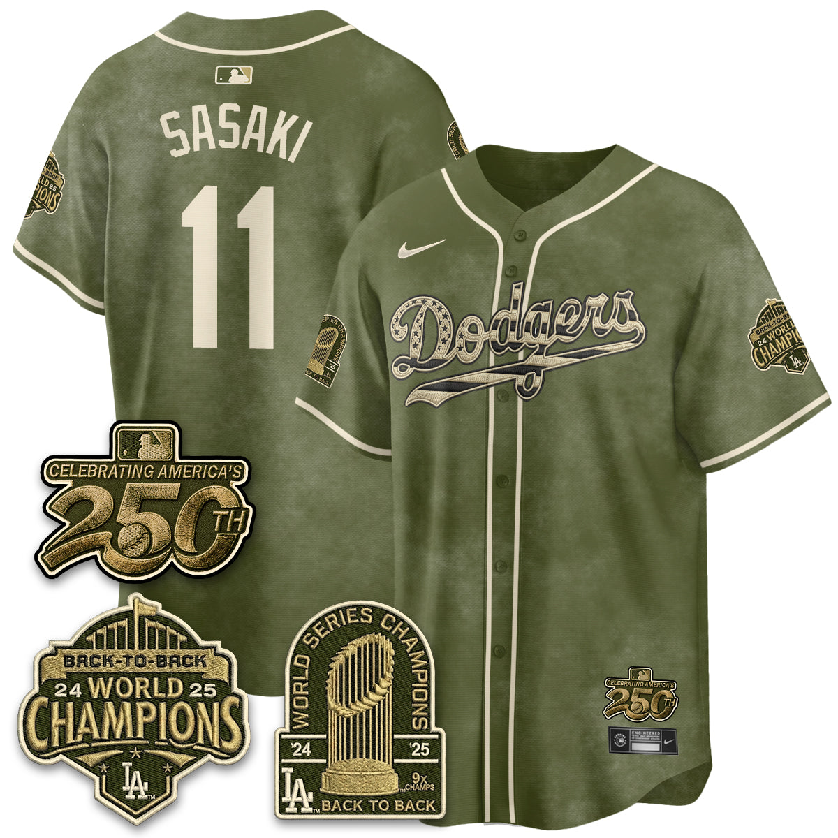 Los Angeles Dodgers New Era Olive 2026 Armed Forces Day Jersey -Stitched V2
