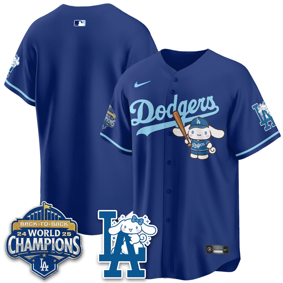 Los Angeles Dodgers Cinnamoroll Edition Vapor Jersey - Stitched-Cuztomshoes