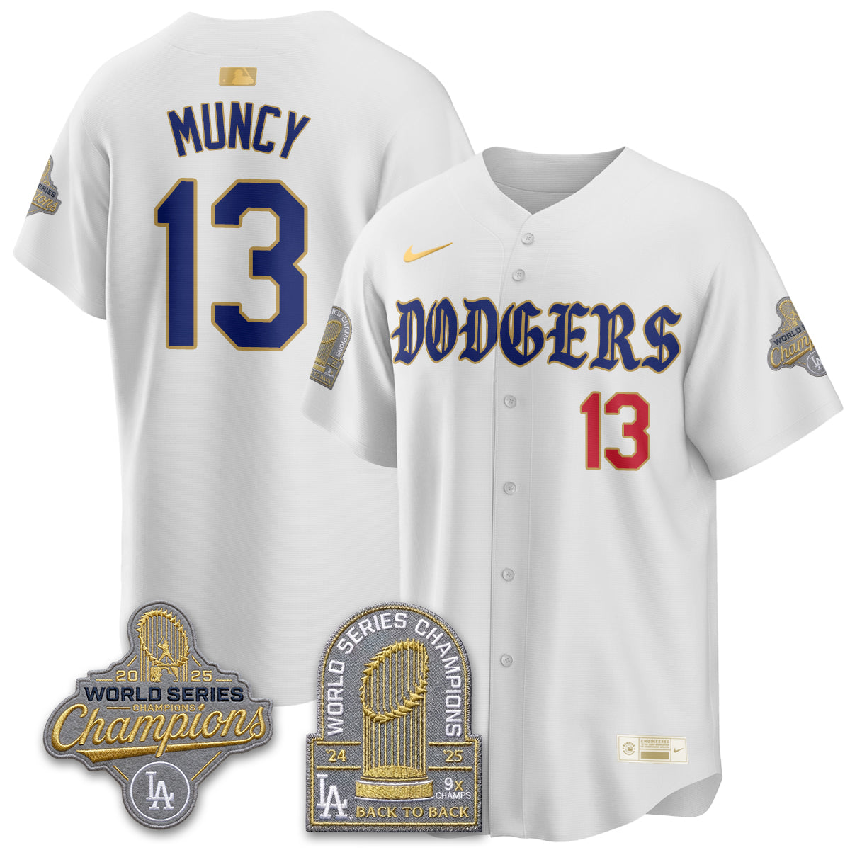 Los Angeles Dodgers Vapor Limited Jersey - Back to Back 9x Champs - Stitched-Cuztomshoes