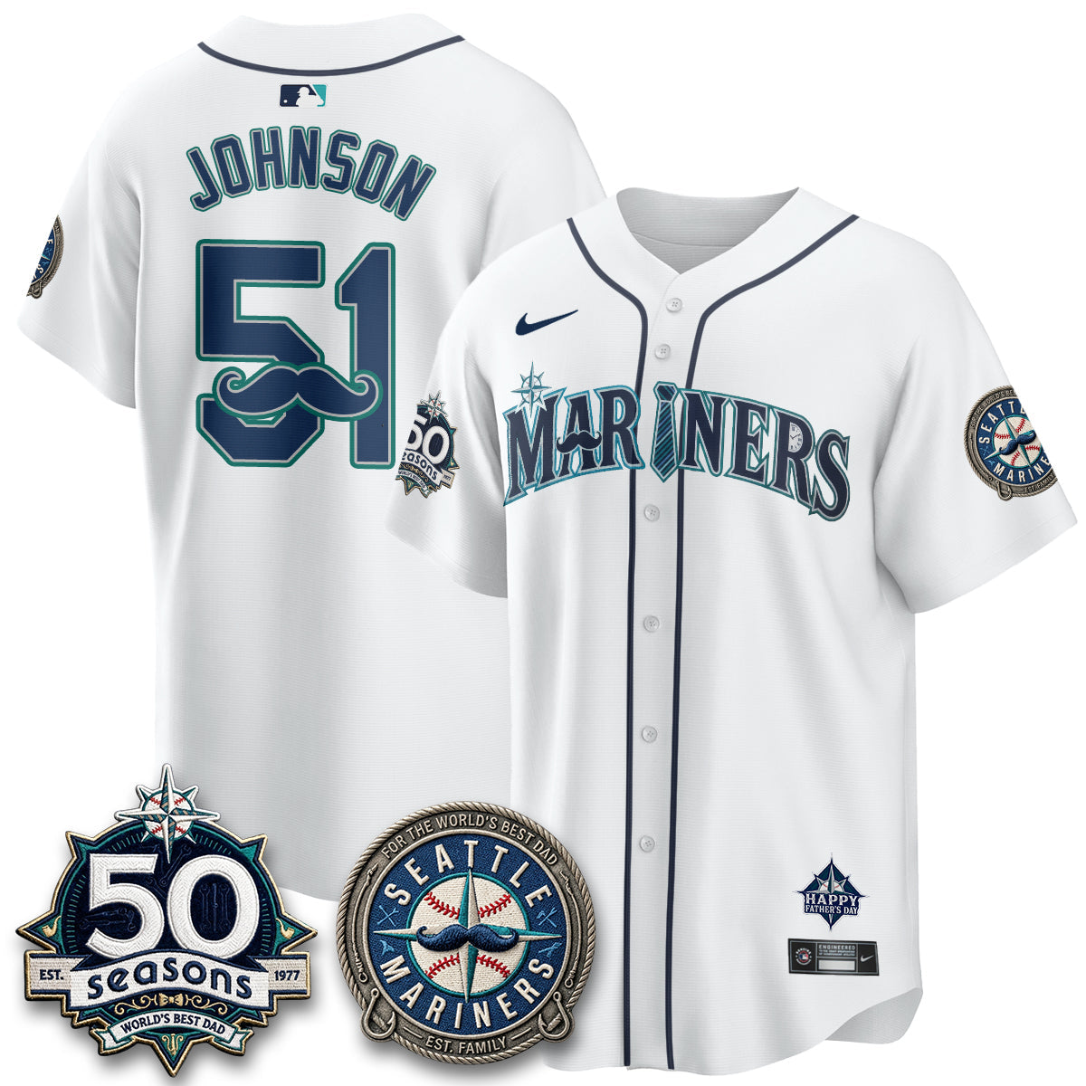 Seattle Mariners Happy Father's Day Vapor Jersey - Stitched